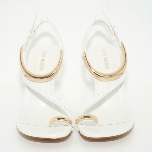 Steve Madden Tia Heels in White with Gold Hardware Women’s Size 8.5 New In Box! - Picture 7 of 14